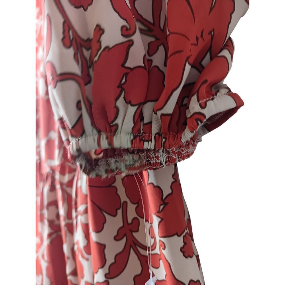 New Easel Oversized Red Floral Boho Dress Women’s Small Cottagecore - Picture 5 of 15